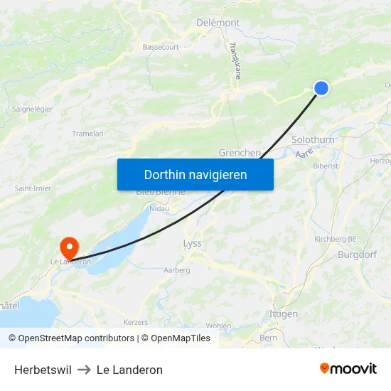 Herbetswil to Le Landeron map