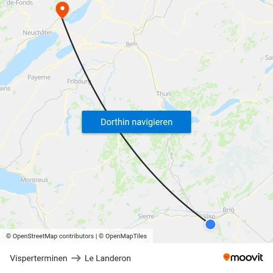 Visperterminen to Le Landeron map