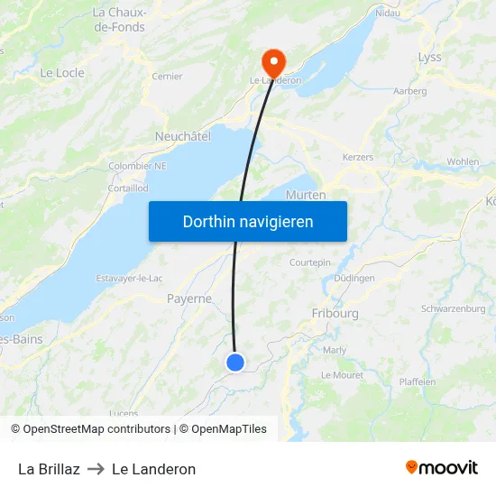 La Brillaz to Le Landeron map