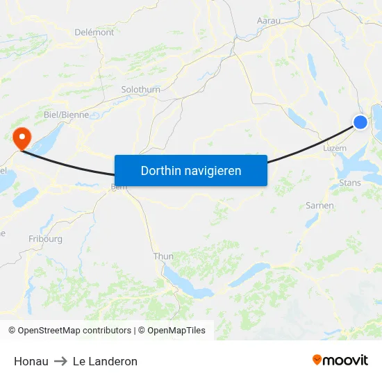 Honau to Le Landeron map