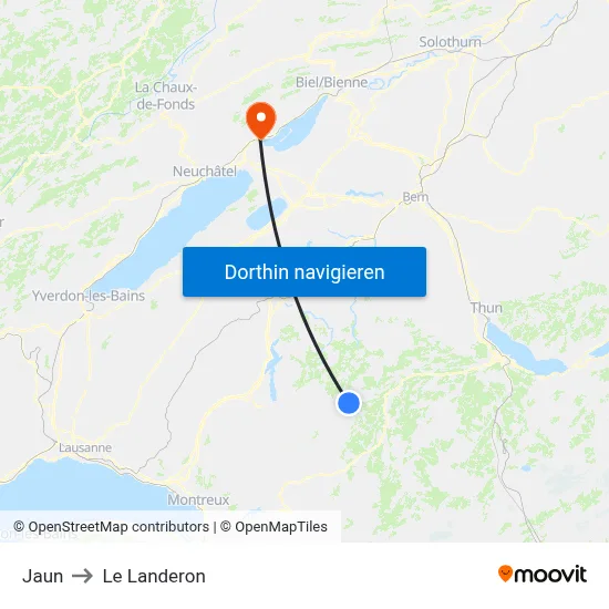 Jaun to Le Landeron map