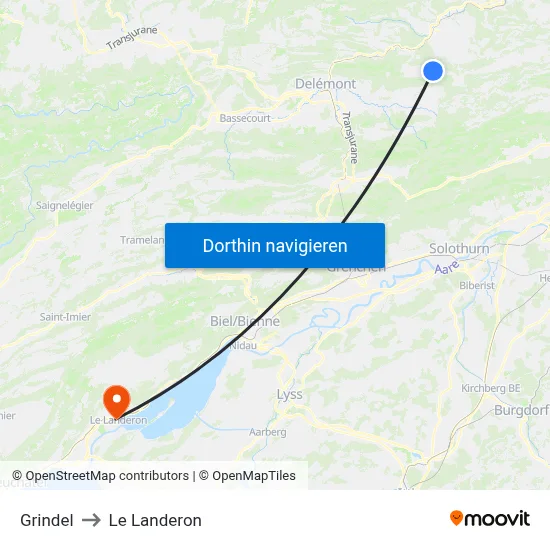 Grindel to Le Landeron map