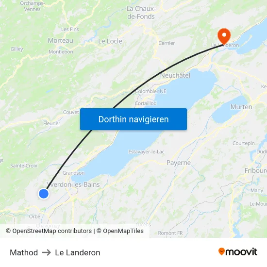 Mathod to Le Landeron map