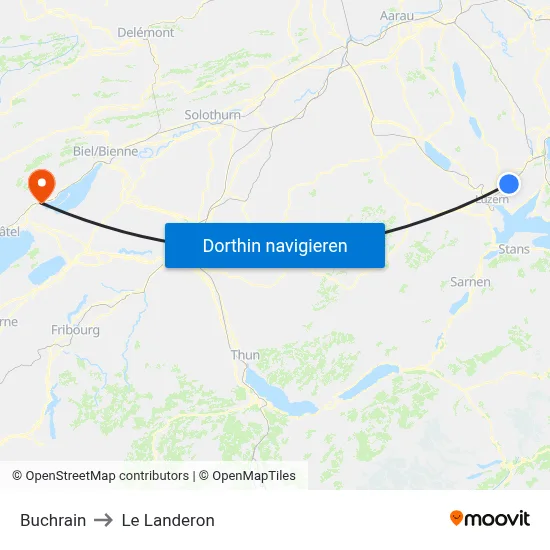 Buchrain to Le Landeron map