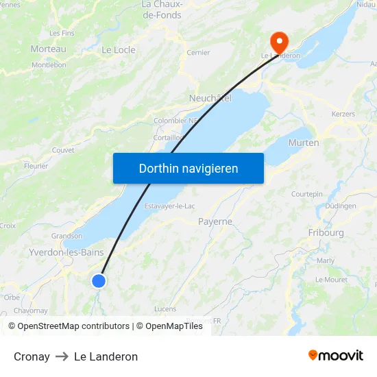 Cronay to Le Landeron map