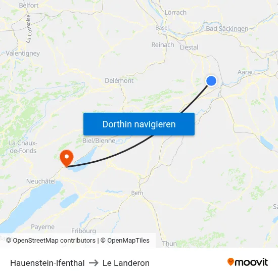Hauenstein-Ifenthal to Le Landeron map