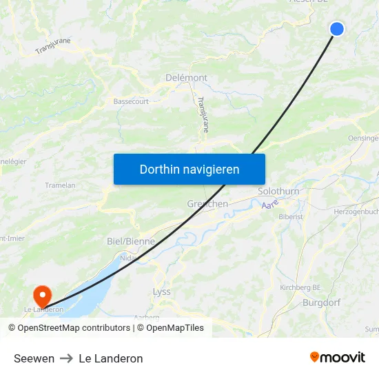 Seewen to Le Landeron map