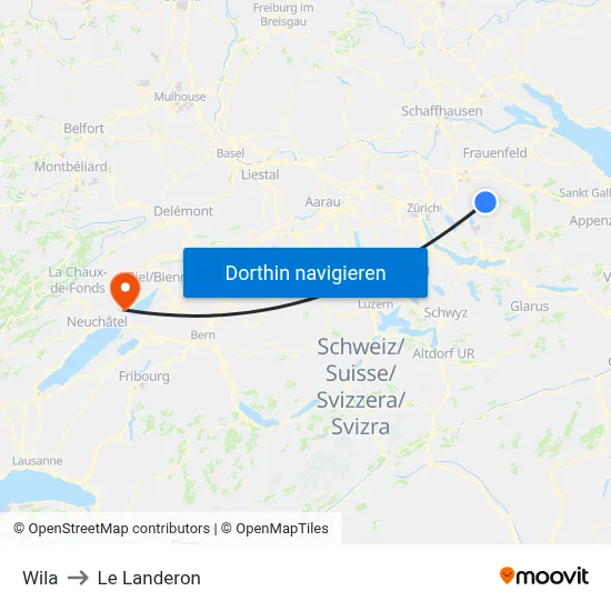 Wila to Le Landeron map
