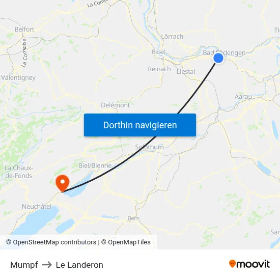Mumpf to Le Landeron map