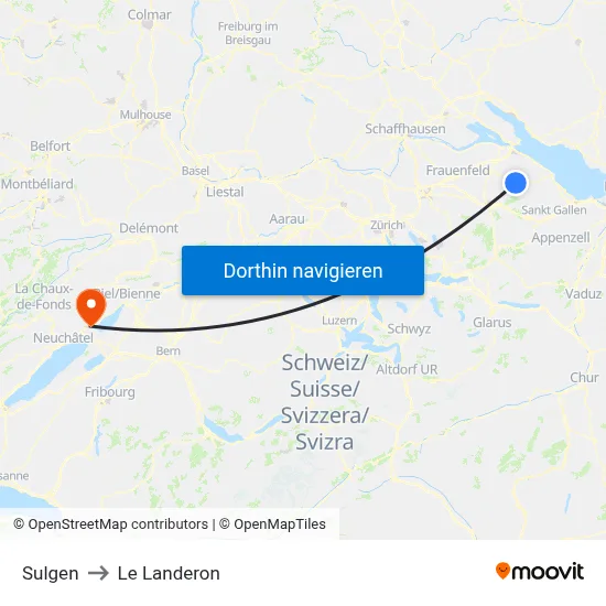 Sulgen to Le Landeron map