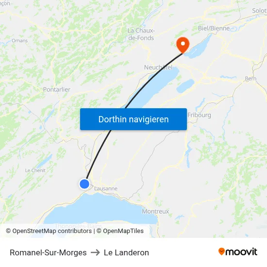 Romanel-Sur-Morges to Le Landeron map