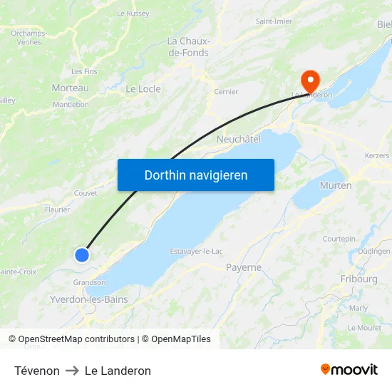 Tévenon to Le Landeron map