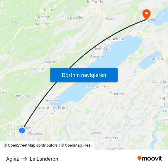Agiez to Le Landeron map