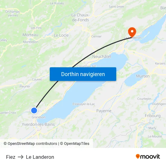 Fiez to Le Landeron map