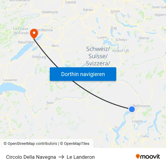 Circolo Della Navegna to Le Landeron map