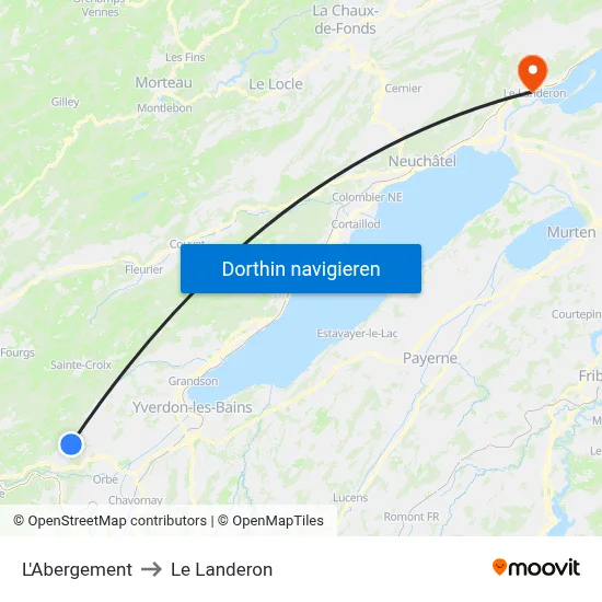 L'Abergement to Le Landeron map