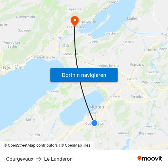 Courgevaux to Le Landeron map