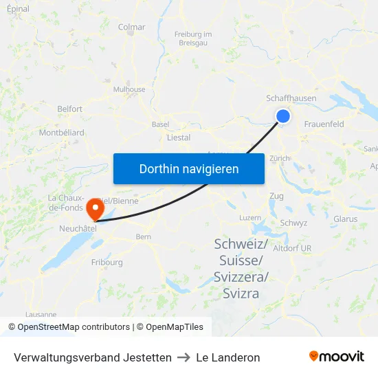 Verwaltungsverband Jestetten to Le Landeron map