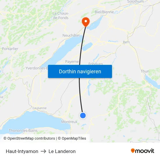 Haut-Intyamon to Le Landeron map