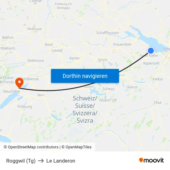 Roggwil (Tg) to Le Landeron map