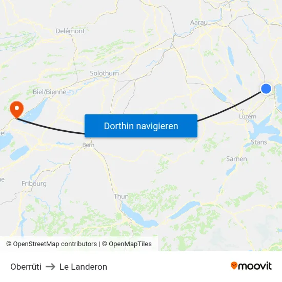 Oberrüti to Le Landeron map