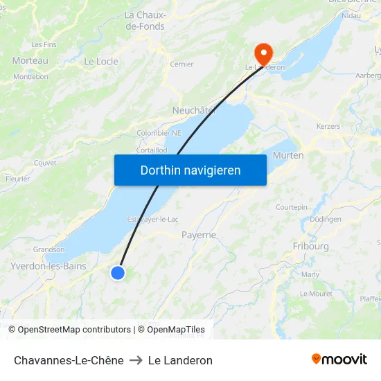 Chavannes-Le-Chêne to Le Landeron map