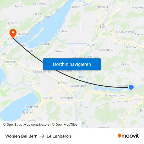 Wohlen Bei Bern to Le Landeron map