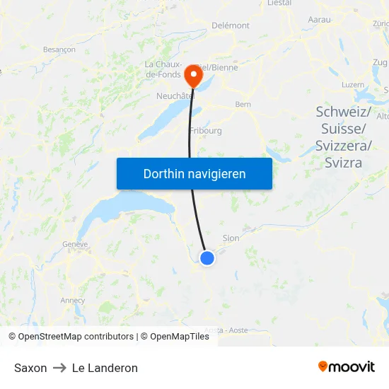Saxon to Le Landeron map
