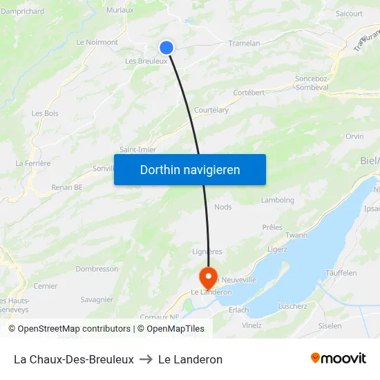 La Chaux-Des-Breuleux to Le Landeron map