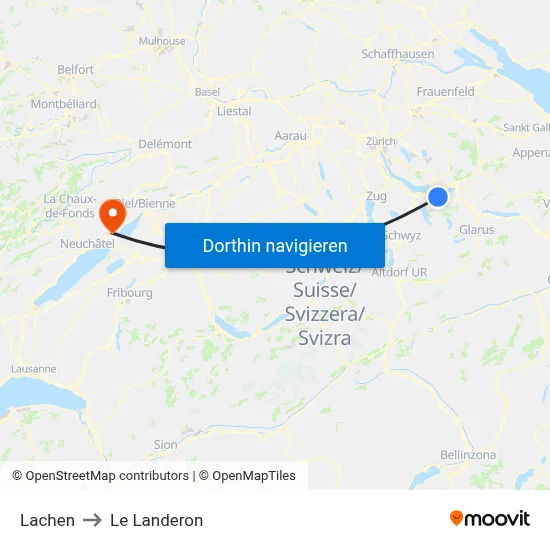 Lachen to Le Landeron map