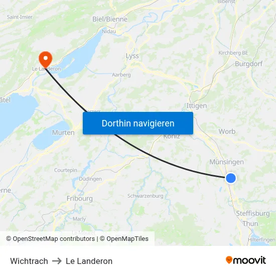 Wichtrach to Le Landeron map
