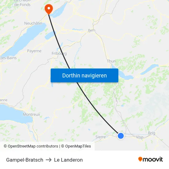 Gampel-Bratsch to Le Landeron map