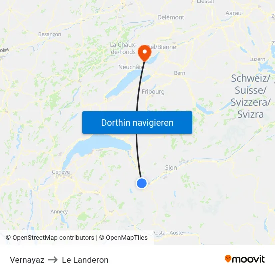 Vernayaz to Le Landeron map