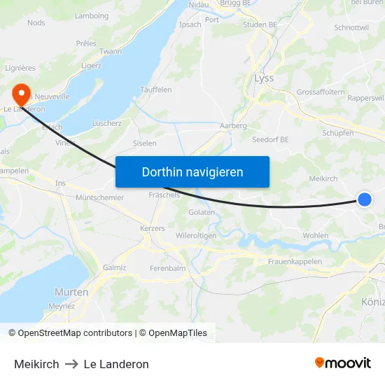 Meikirch to Le Landeron map