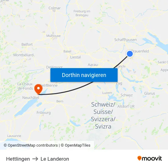 Hettlingen to Le Landeron map