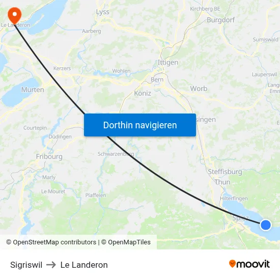 Sigriswil to Le Landeron map