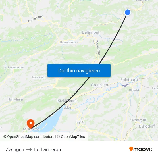 Zwingen to Le Landeron map