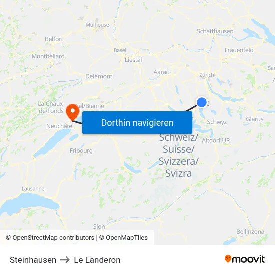 Steinhausen to Le Landeron map