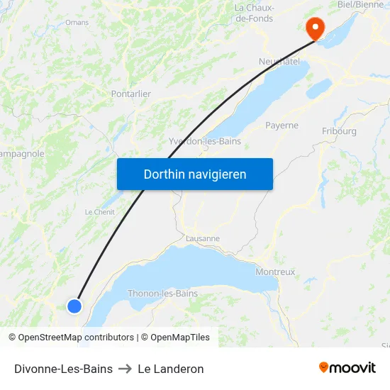 Divonne-Les-Bains to Le Landeron map