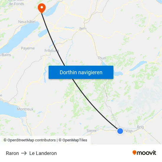 Raron to Le Landeron map