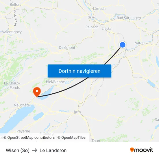 Wisen (So) to Le Landeron map
