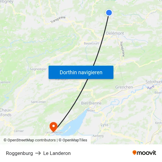 Roggenburg to Le Landeron map