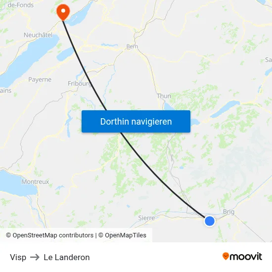 Visp to Le Landeron map