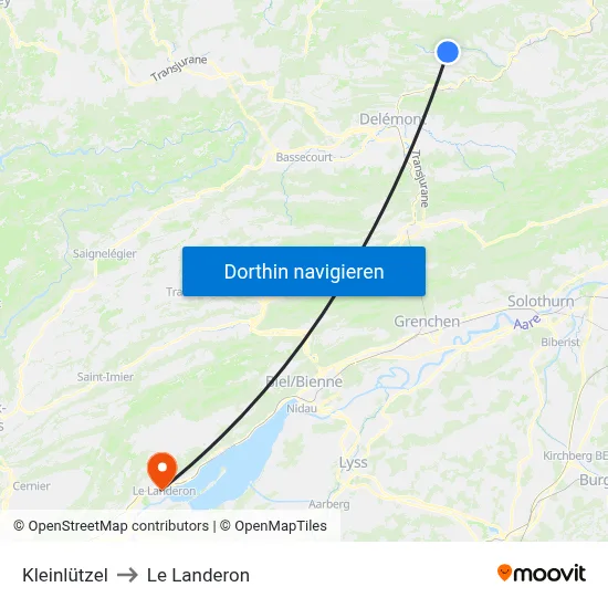 Kleinlützel to Le Landeron map