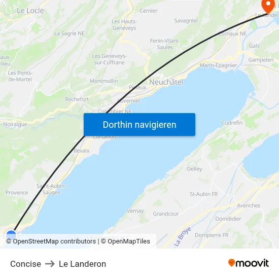 Concise to Le Landeron map