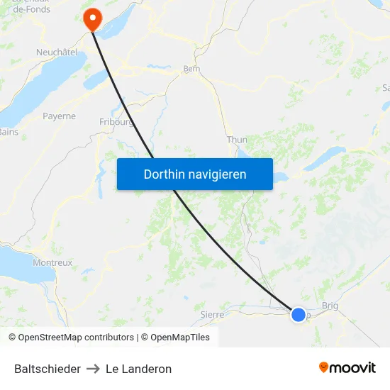 Baltschieder to Le Landeron map