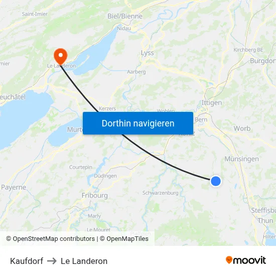 Kaufdorf to Le Landeron map