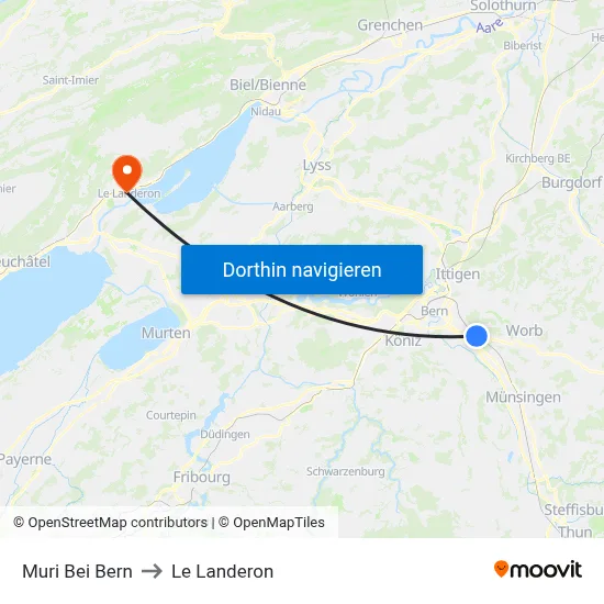 Muri Bei Bern to Le Landeron map