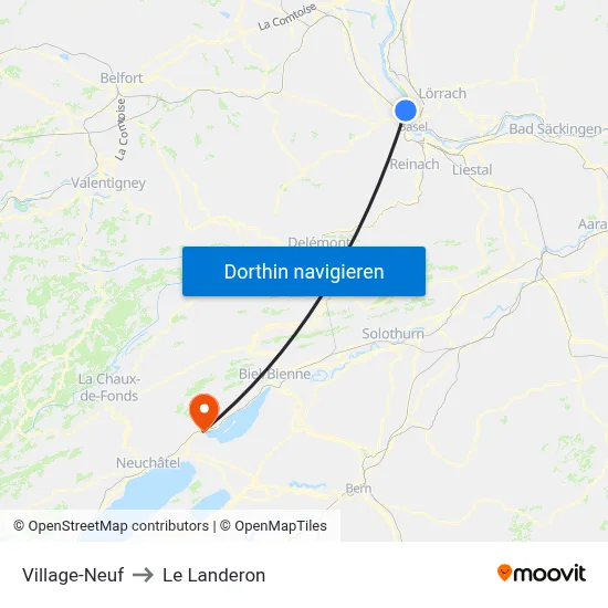 Village-Neuf to Le Landeron map