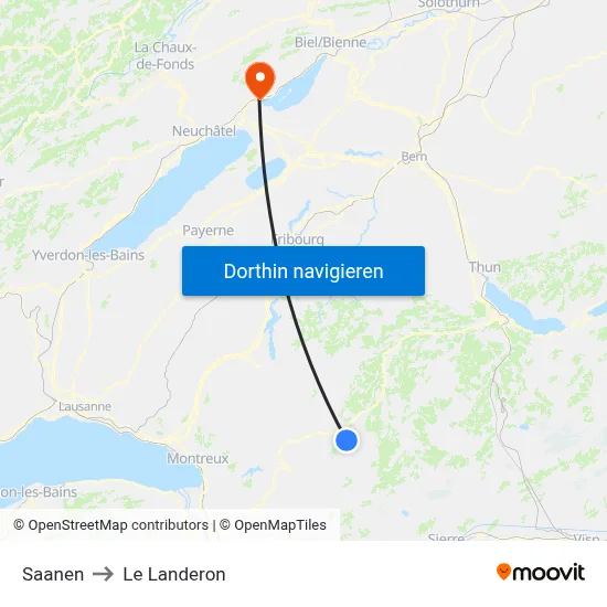Saanen to Le Landeron map